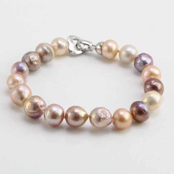 Bracelet de Perles Ripple/Kasumi d'eau douce 10-12 mm multicolores 18 cm