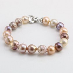 Bracelet de Perles Ripple/Kasumi d'eau douce 10-12 mm multicolores 18 cm