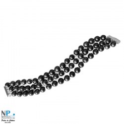 Bracelet 20 cm Triple rang de perles de Tahiti de 8-9 mm qualité AA