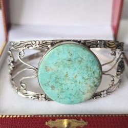 Bracelet Ancien en Turquoise du Perou sur Argent 925