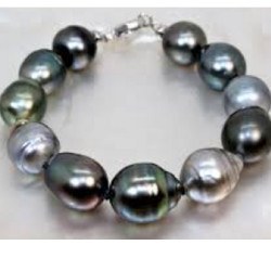 Bracelets de perles baroques de Tahiti multicolores de 8,7 à 10,8 mm