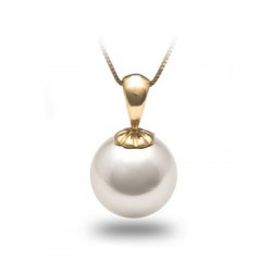 Pendentif Or Jaune 18k et perle de culture d'Eau Douce blanche 9-10 mm AAA