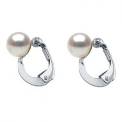 Boucles d'Oreilles à clips en Argent 925 avec perles d'Eau Douce AAA