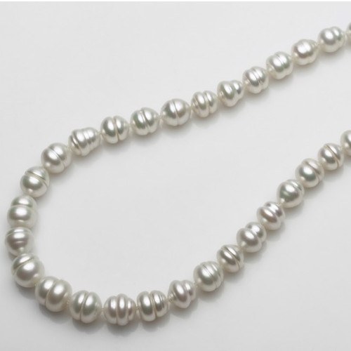 Collier 43 cm de perles baroques d'Australie Argentées, 11,3 à 11,8 mm