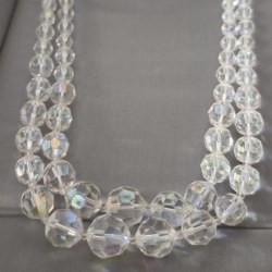 Collier Ancien Double Rang en Cristal années 60, 40/44 cm