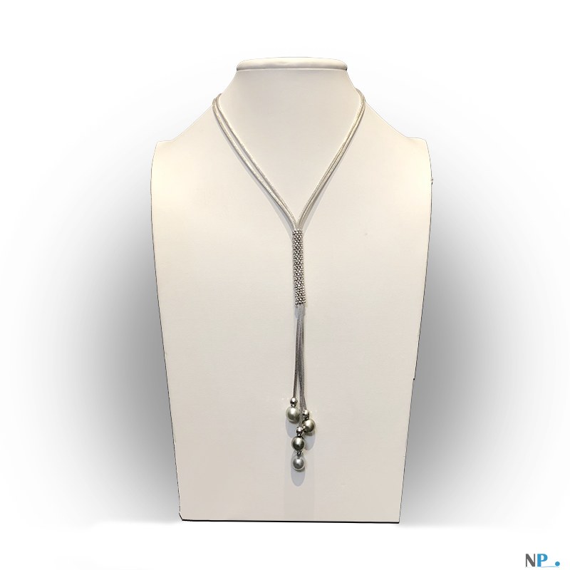 Collier pendentif en Argent 925 avec perles de Tahiti 9-10 mm AAA