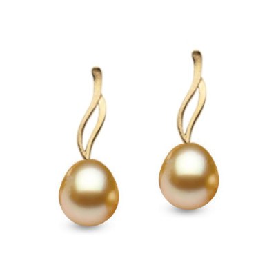 Boucles d'oreilles Or 14k perles des Phiippines Gouttes Dorées AAA