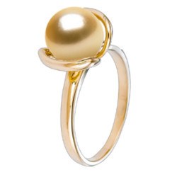 Bague en Or 18k avec perle dorée des Philippines qualité AAA