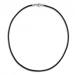 Cordon de cuir noir pour pendentif, 44 cm, fermoir Or gris 14k