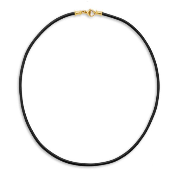 Cordon de cuir noir pour pendentif, 44 cm, fermoir Or 14k