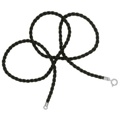 Cordon de soie noir pour pendentif, 42 cm , Argent 925