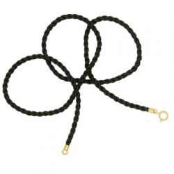 Cordon de soie tressé noir pour pendentif, 42 cm , plaqué or jaune