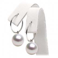 Boucles d'Oreilles Créoles Argent 925 Perles d'Eau Douce AAA