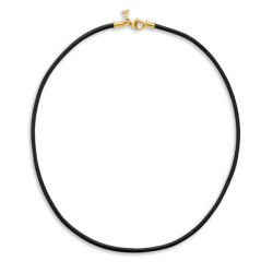 Cordon de cuir ciré noir pour pendentif, 42 cm, 1,5 mm, fermoir Or 18k