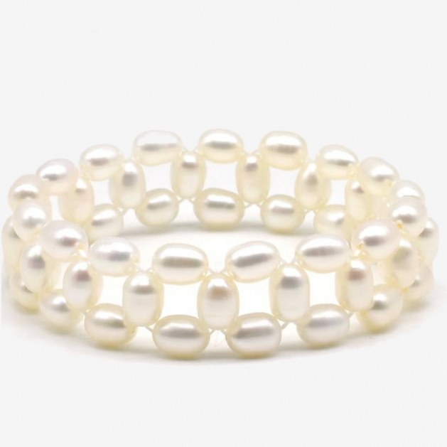 Bracelet 3 Rangs Perles D'eau Douce Baroques - Occasion - Bijou Perles Culturelles