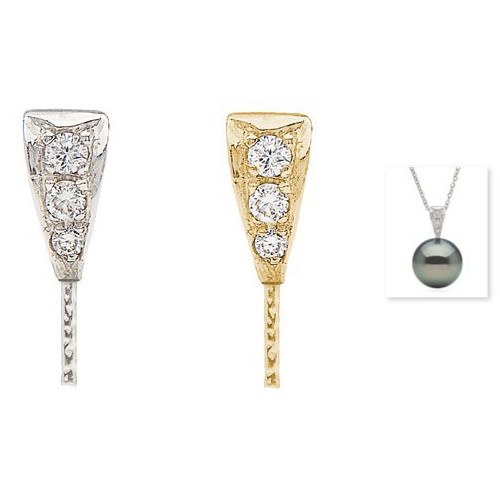 Bélière en Or 14 carats avec diamants pour perle de culture semi percée