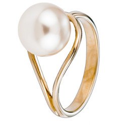 Bague Or 18k et perle d'Akoya blanche 9-9,5 mm