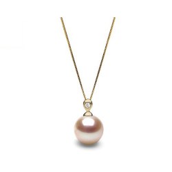 Pendentif Or 18k diamant et perle de culture d'Akoya Blanche AAA