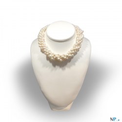 Collier de perles d'Eau Douce blanches de 5 rangs de 5, 7 et 9 mm AA+