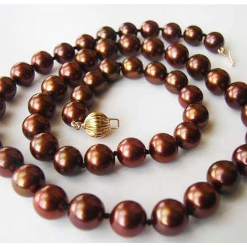 Collier 43/44 cm de perles de culture d'Eau Douce Chocolat 8-8,5 mm AA+