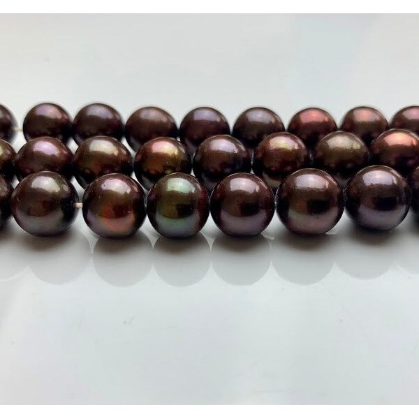 Collier 43 cm de perles de culture d'Eau Douce Chocolat 8,5-9 mm AAA