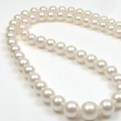 Collier 45 cm de perles de culture d'Eau Douce en chute de 4 à 9 mm Blanches AA+/AAA
