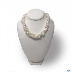 Collier 45 cm 5R perles d'Eau Douce blanches 2x5-5.5 2x6-7 et 1x7-8 mm AAA