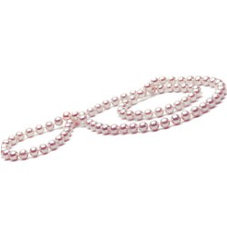 Long Collier de 66 cm en perles d'Eau Douce Lavandes de 7 à 8 mm