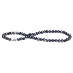 Collier de perles noires d'Eau Douce 66 cm, sautoir 7 à 8 mm