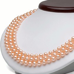 Collier triple rang de perles DOUCEHADAMA pêche 6 à 7 mm 41/43/45 cm
