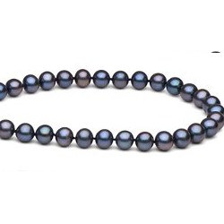 Collier de perles de culture d'Eau Douce noires 6 à 7 mm