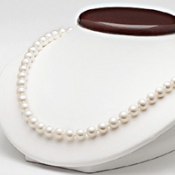 Collier 50 cm de perles d' Eau Douce Blanches 7 à 8 mm