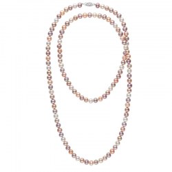 Long Collier de perles d'eau douce 90 cm 7 à 8 mm multicolores DOUCEHADAMA
