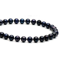 Collier de perles de culture d'Eau Douce noires 7 à 8 mm longueur 40 cm