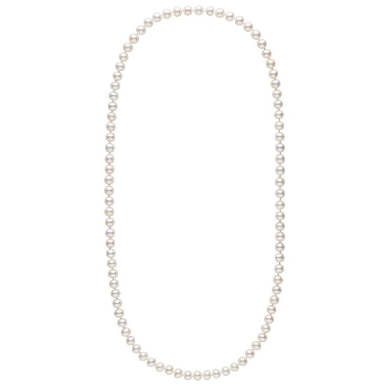 Long collier de perles d'Eau Douce de 9 à 10 mm Blanches 70 cm