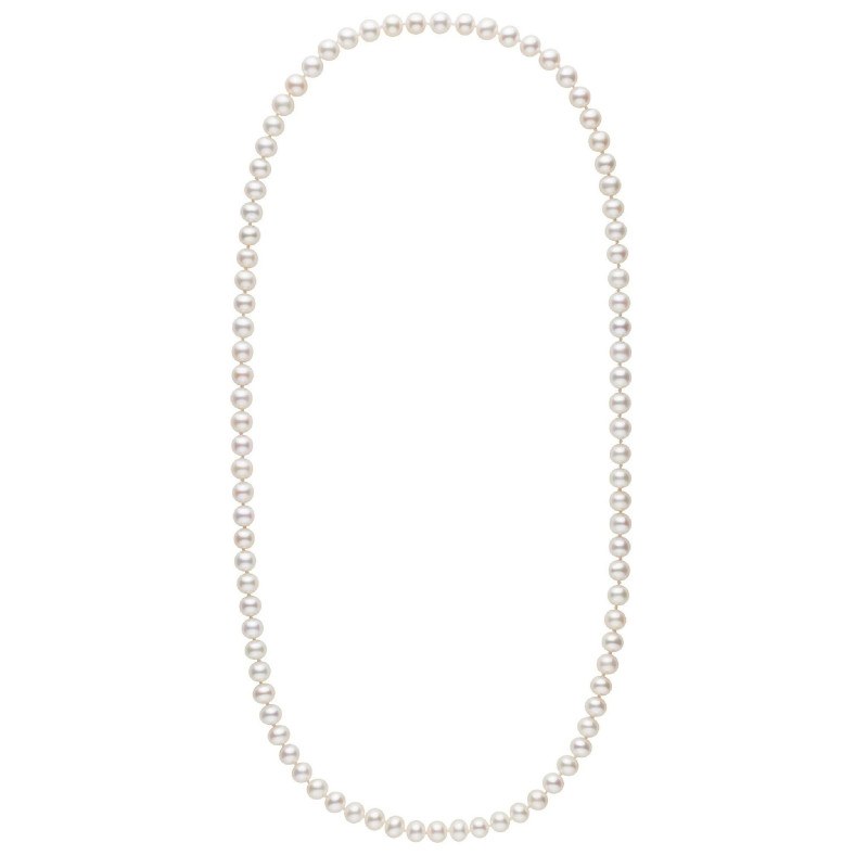 Long collier de perles d'Eau Douce de 9 à 10 mm Blanches 70 cm