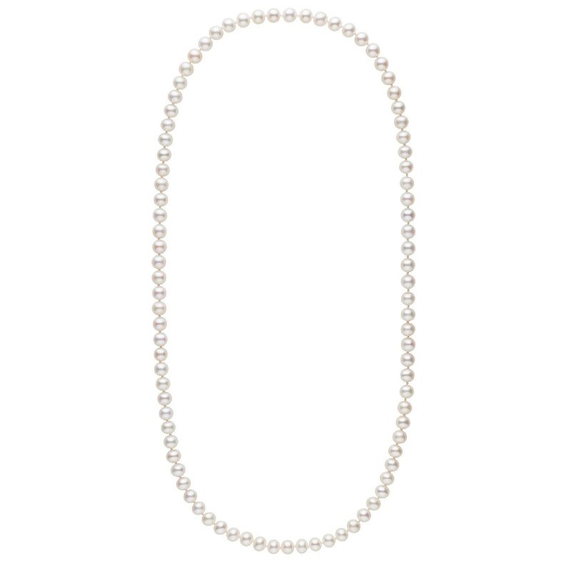 Long collier de perles d'eau douce blanche de 8 à 9 mm 70 cm