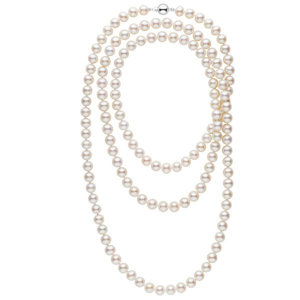 Collier de perles de culture d'Eau Douce de 9 à 10 mm d'une longueur spéciale de 130 cm