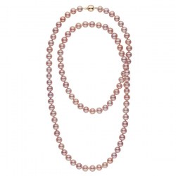 Long collier de perles d'Eau Douce de 9 à 10 mm Lavandes 90 cm