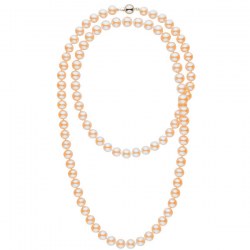 Long collier de perles d'Eau Douce de 9 à 10 mm Pêche 114 cm