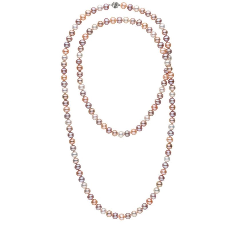 Long Collier de perles d'eau douce 90 cm 8 à 9 mm DOUCEHADAMA multicolores