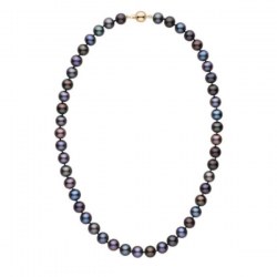 Collier 40 cm perles de culture d'eau douce noires 8,5 à 9 mm AAA multireflets