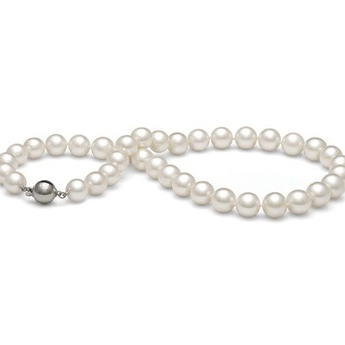 Collier 45 cm de perles d'Eau Douce 9 à 10 mm blanches