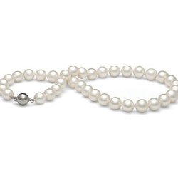 Collier 50 cm de perles d'Eau Douce 9 à 10 mm blanches