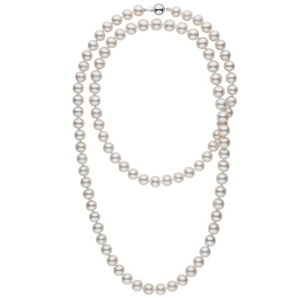 Collier 90 cm de perles de culture d'eau douce blanches 10 à 11 mm