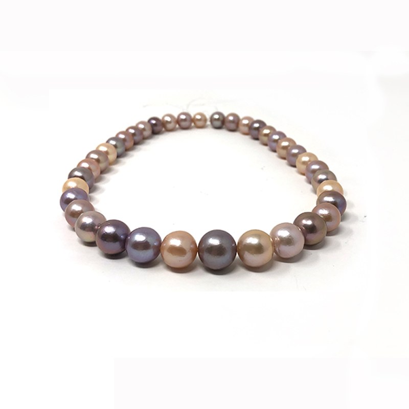 Collier 45 cm de perles d'eau douce 9 à 10 mm multicolores
