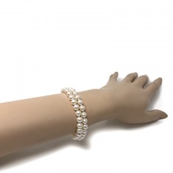 Bracelet double rang Perles d'Eau Douce blanches 6-7 mm AA+ Argent 925