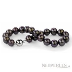 Bracelet 18 cm de perles d'eau douce noires 8 à 9 mm