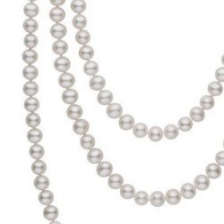 Long Collier de 130 cm perles d'eau douce blanches 6 à 7 mm DOUCEHADAMA