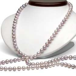 Long Collier de perles d'eau douce 90 cm 6 à 7 mm Lavande DOUCEHADAMA